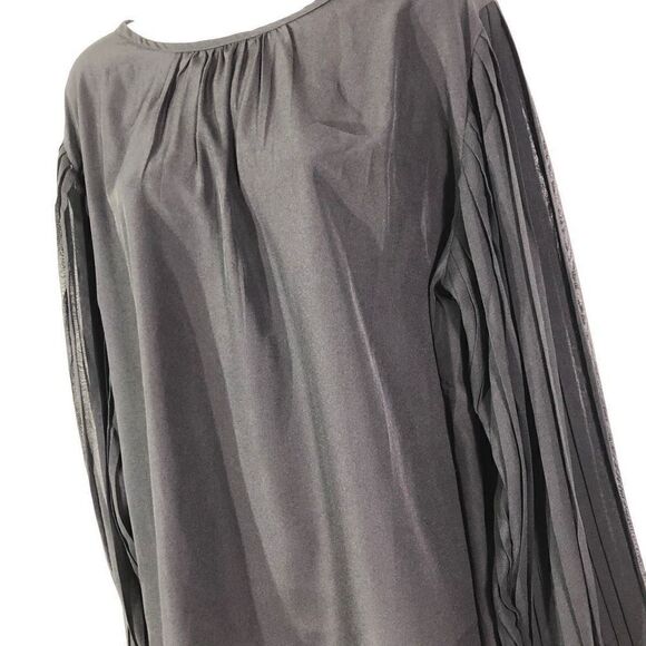 CW Classics Women's Pullover Semi Sheer Balloon Long Pleated Sleeves Blouse Size - Picture 3 of 16